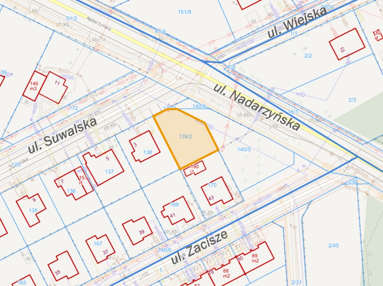 Mapa - sprzedaż części nieruchomości gruntowej - ul. Suwalska